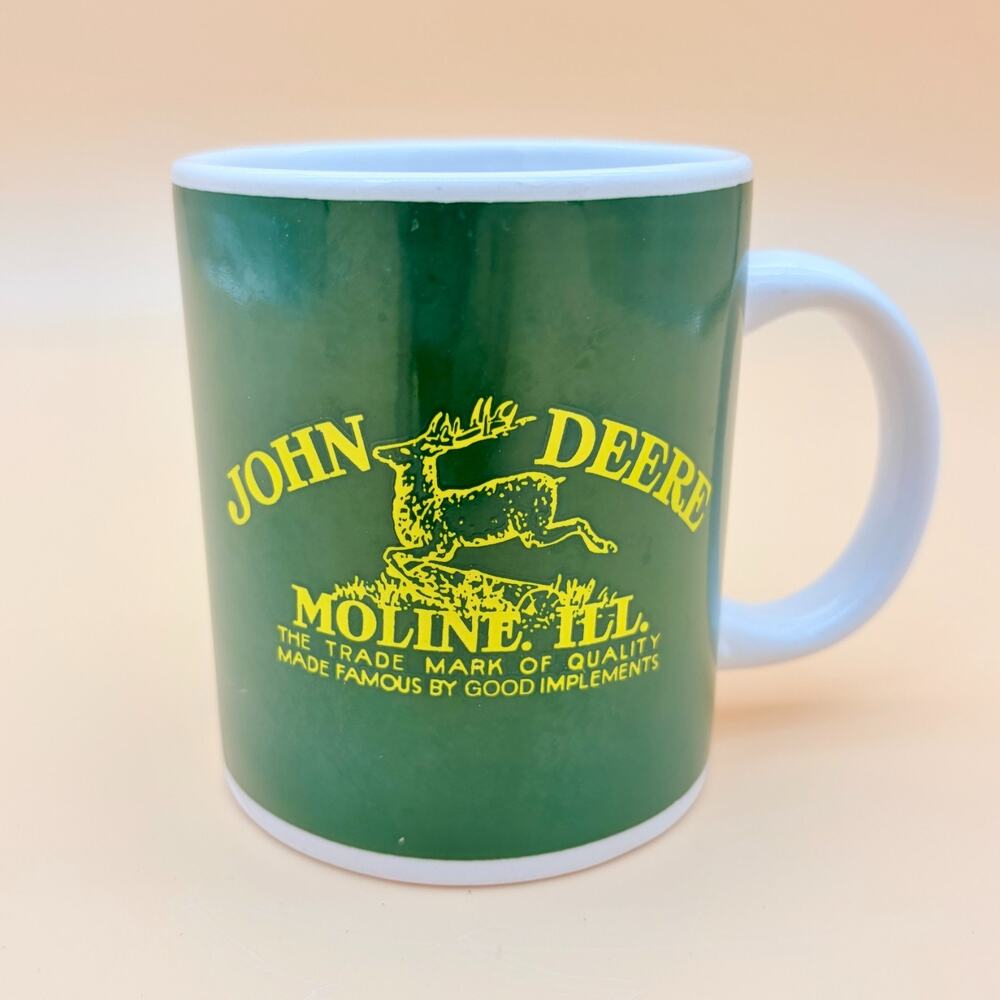 John Deere Coffee Mug Gibson Moline Illinois Green 1912 Logo Farm Tractor Cup